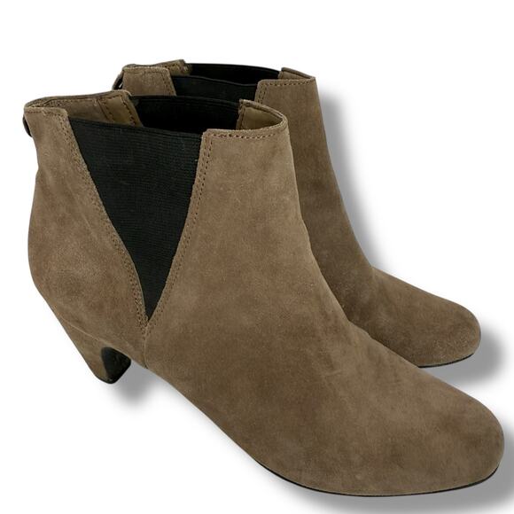 Sam Edelman Booties Size 7 Morillo Tan Suede Low Heel Brown Round Toe Pull On - Picture 3 of 8
